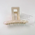 Elegant cream white marble pattern acetate hair claw clip with gold metal spring - Pearl White