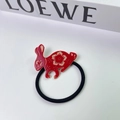 Niedliches rotes Hasen-Haargummi aus Acetat mit schwarzem Gummiband und Blumenmuster - Rotes Hasen Haargummi (13#)