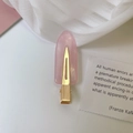 Elegant pink matte acetate hair clip with gold metal duckbill grip for women - Pink