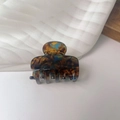 French vintage large acetate hair claw clip with amber and blue tortoiseshell pattern - Mini Arch Style
