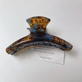 French vintage style acetate shark hair claw with blue and amber tortoiseshell pattern - 2# Blue Brown