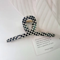 Pinza per capelli a scacchi bianchi e neri in acetato con molla in metallo dorato - Mini Scacchiera Bianco e Nero (3# Piccolo Quadretto Bianco e Nero)