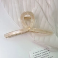 Elegante pinza per capelli in acetato color crema con texture perlata e design a cerchio - Bianco Perlato Sirena (4# Sirena)