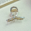 Pinza para el pelo de acetato veteado azul y naranja con diseño de cola de pez y oro - Azul y Blanco