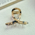 Pinza para el pelo de acetato leopardo rosa y verde con muelle dorado y diseño cruzado - 5# Leopardo Claro