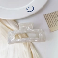 Pince à cheveux rectangulaire élégante en acétate blanc perle avec effet marbre - 7# Blanc 7.5cm