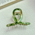 Pinza per capelli in acetato verde smeraldo con elegante motivo marmorizzato - Verde
