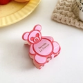 Süße rosa Bären-Haarklammer aus Acetat-Harz mit goldenem Barrette La France Text - Rosa