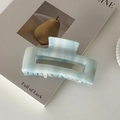 Light blue marble texture rectangle acetate hair claw clip with handmade finish - 2# Blue