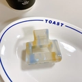 Molla per capelli rettangolare in acetato con motivo marmorizzato blu e giallo - Blu-Giallo