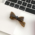 Tortoiseshell acetate bow hair clip with Barrette La France text on laptop background - Blue-Brown