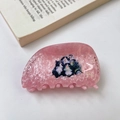 Haarklammer aus rosa Harz mit Katzenprint und funkelnden Strasssteinen für Damen - Rosa Knödel