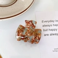 Chic marble pattern hair claw clip with brown, white and blue swirls and gold lettering - 6# Floral Coffee