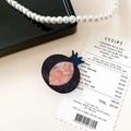 Pince à cheveux grenade en acétate avec noyau rose marbré et étoiles dorées - Aubergine