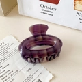 Elegant purple marbled acetate hair claw clip with handmade France gold lettering - Dark Purple