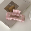 Rosafarbene quadratische Haarklammer aus Acetat mit France Handmade Beschriftung - Gestreift Rosa