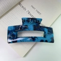 Elegant blue ink marble pattern rectangular acetate hair claw clip for women stylish accessory - Blue Ink Marble (Large)