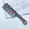 Fashionable marble texture acetate hair comb with wide teeth in colorful tortoiseshell - Colorful