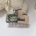 Middelgrote haarklem van acetaat met mintgroene vlekken en roze patchwork-ontwerp - Patchwork Groen