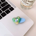 Fermaglio per capelli a cuore marmorizzato verde con cristallo e clip a becco d'anatra - Cuore Verde Molletta Blu