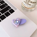 Fermaglio per capelli a cuore in acetato viola con trama marmorea e cristallo - Cuore Viola Molletta Viola