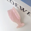 Detail of pink wine glass hair claw clip with quilted texture and glitter finish - Pink