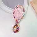 Mini spazzola per capelli in resina floreale con setole massaggianti rosa per bambine - 4# Multicolore