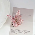 Pink marble acetate butterfly hair claw clip with a refined minimalist spring design - Pink
