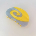 Abstracte haarclip met wervelontwerp in contrasterend geel en blauw - 2# Geel