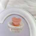 Molla per capelli con cuore in marmo rosa, strass e base bianca traslucida elegante - Piccolo / Cuore Rosa