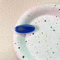 Blaues ovales Azetat-Haarclip mit goldener France Handmade Beschriftung auf Keramik - 1# Blau
