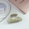 Beige and green star claw clip with rhinestones and acetate finish for women - 2# Beige & Green Star