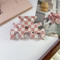 Pinza per capelli in acetato a scacchi rosa e bianchi con design geometrico - 5# Scacchiera Rosa