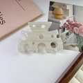 Elegante pinza per capelli in acetato bianco crema con design a traforo stile formaggio - Bianco