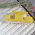 Elegant yellow and creamy white acetate hair claw clip with glossy finish for women - Yellow