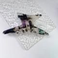 Elegant fishtail hair claw clip with purple and black marbled acetate texture pattern - Rainbow
