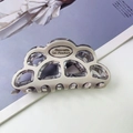 French vintage large grey marble hair claw clip with double-layer hollow design for women - 1# Rice Grey