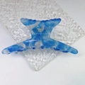 Elegant fishtail hair claw clip in blue and white marble pattern acetate for women - Blue