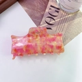 Pinza per capelli in acetato marmorizzato rosa e giallo con intaglio a cuore lucido - 2# Rosso Magico