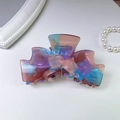 Large gradient pearlescent bow hair claw clip in pink and blue colors - Magic Purple
