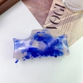 Molla per capelli con trama marmo blu e ritaglio a cuore in acetato di alta qualità - Blu