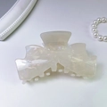 Pearlescent white acetate bow hair claw clip with holographic shine for women's hair styling - 3# Mermaid Pearl