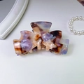 Chic acetate hair claw clip with purple marble bow design for elegant updos - Coffee Purple