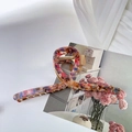 Extra large 13.5cm colorful marble acrylic hair claw clip with golden metal spring - Color Block