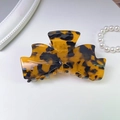 Elegant tortoiseshell acetate bow hair claw clip with glossy amber and brown patterns - 6# Leopard