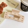 Matte cream acetic acid square hair claw clip with brown rhinestones for women - Large Square Claw Clip / Shimmer Pink