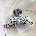 Elegante pinza per capelli a fiocco in acetato tartarugato bianco e nero di qualità - 3#Punti Bianchi e Neri