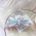 Blue and pink gradient bow hair claw clip made of premium acetate with marble texture - Blue Pink