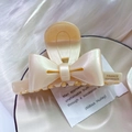 Pinza para el pelo con lazo de acetato champán elegante y grabado de France Handmade - 5# Café con Leche