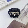 Haarklammer aus schwarzem Acetat mit süßem Katzen-Design und herzförmiger Brille - Schwarz